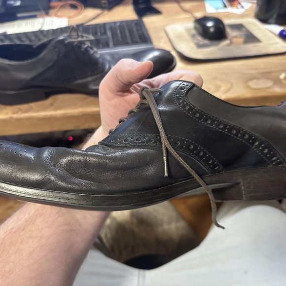 Aston Grey Black Wingtips Dress Shoes mens 12 US - Picture 4 of 10